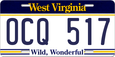 WV license plate OCQ517