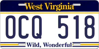 WV license plate OCQ518