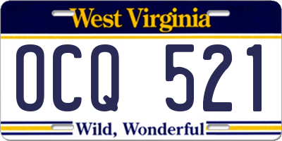 WV license plate OCQ521