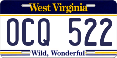 WV license plate OCQ522