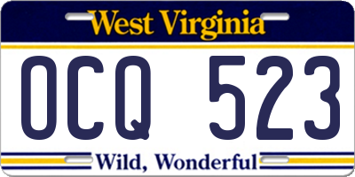 WV license plate OCQ523