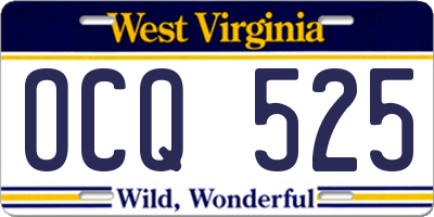 WV license plate OCQ525
