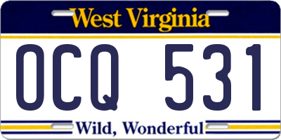 WV license plate OCQ531