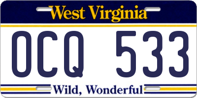 WV license plate OCQ533