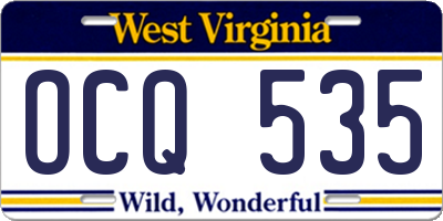WV license plate OCQ535
