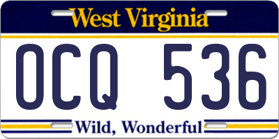 WV license plate OCQ536