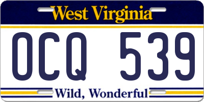 WV license plate OCQ539