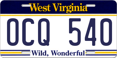 WV license plate OCQ540