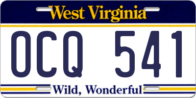 WV license plate OCQ541