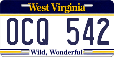 WV license plate OCQ542