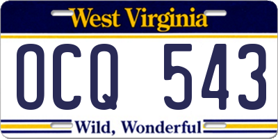 WV license plate OCQ543