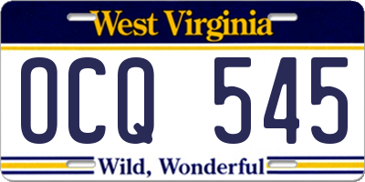 WV license plate OCQ545