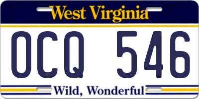 WV license plate OCQ546