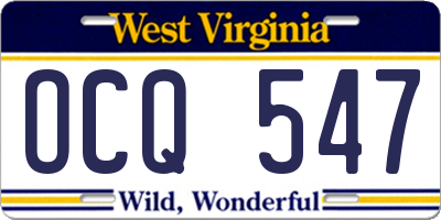 WV license plate OCQ547