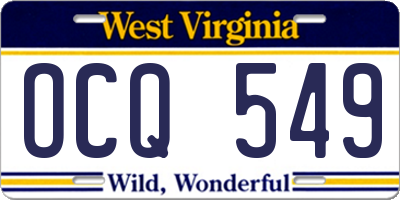 WV license plate OCQ549