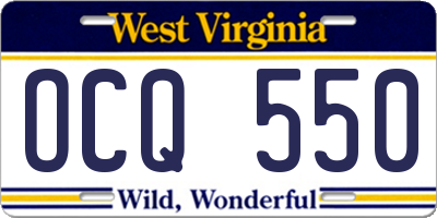 WV license plate OCQ550