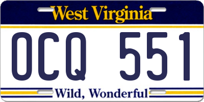WV license plate OCQ551