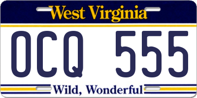 WV license plate OCQ555