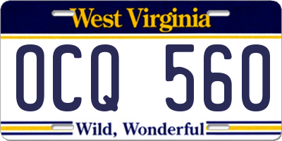 WV license plate OCQ560