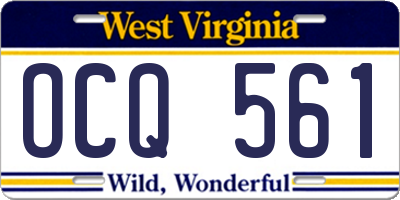 WV license plate OCQ561