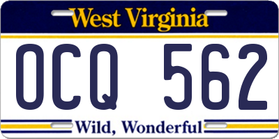 WV license plate OCQ562