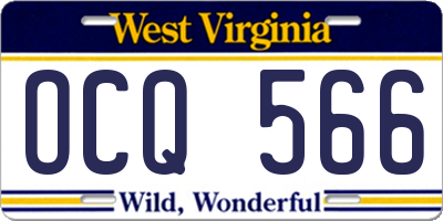 WV license plate OCQ566