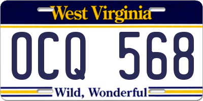 WV license plate OCQ568