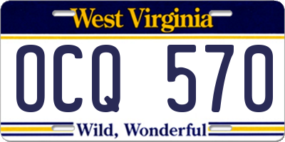 WV license plate OCQ570