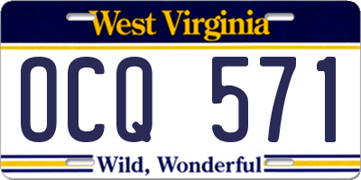 WV license plate OCQ571