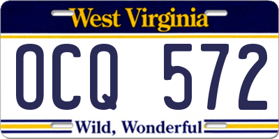 WV license plate OCQ572