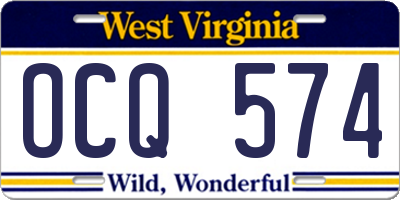 WV license plate OCQ574