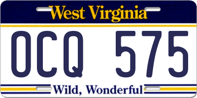 WV license plate OCQ575