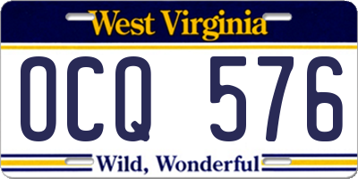 WV license plate OCQ576