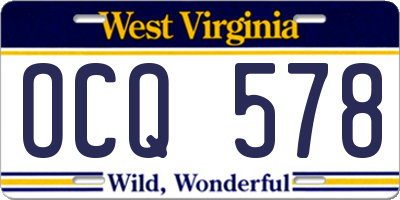 WV license plate OCQ578