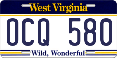WV license plate OCQ580