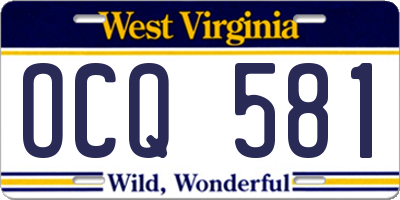 WV license plate OCQ581