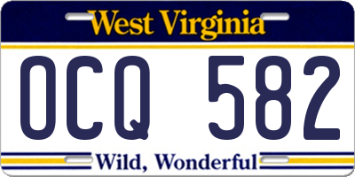 WV license plate OCQ582