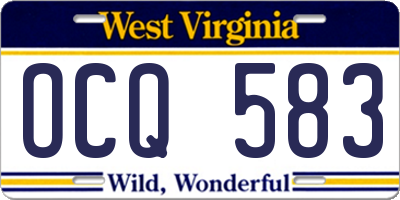 WV license plate OCQ583