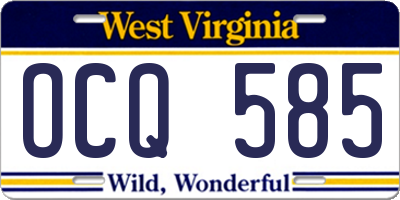 WV license plate OCQ585