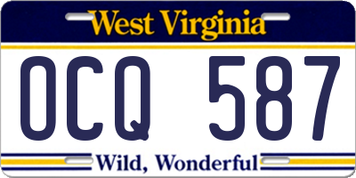 WV license plate OCQ587