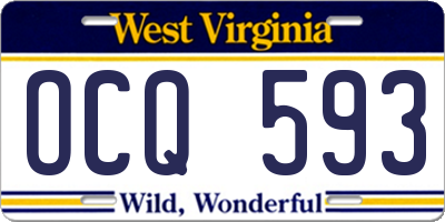 WV license plate OCQ593