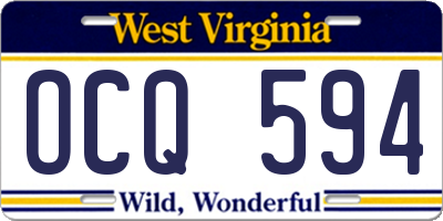 WV license plate OCQ594
