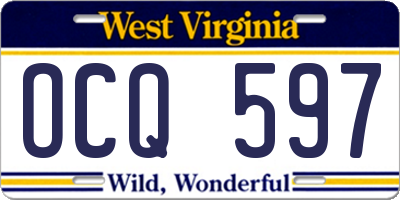 WV license plate OCQ597