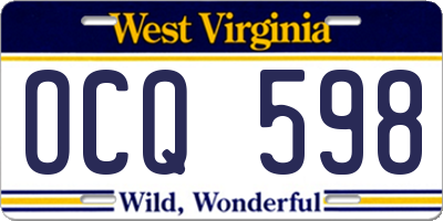 WV license plate OCQ598