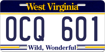 WV license plate OCQ601
