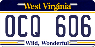 WV license plate OCQ606