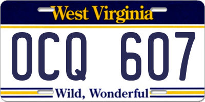 WV license plate OCQ607