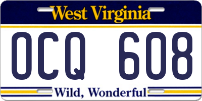 WV license plate OCQ608