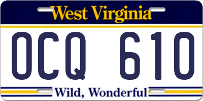WV license plate OCQ610