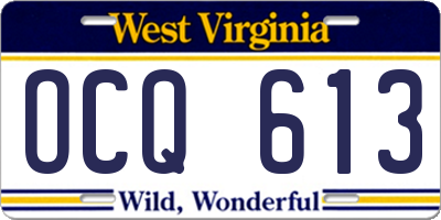 WV license plate OCQ613